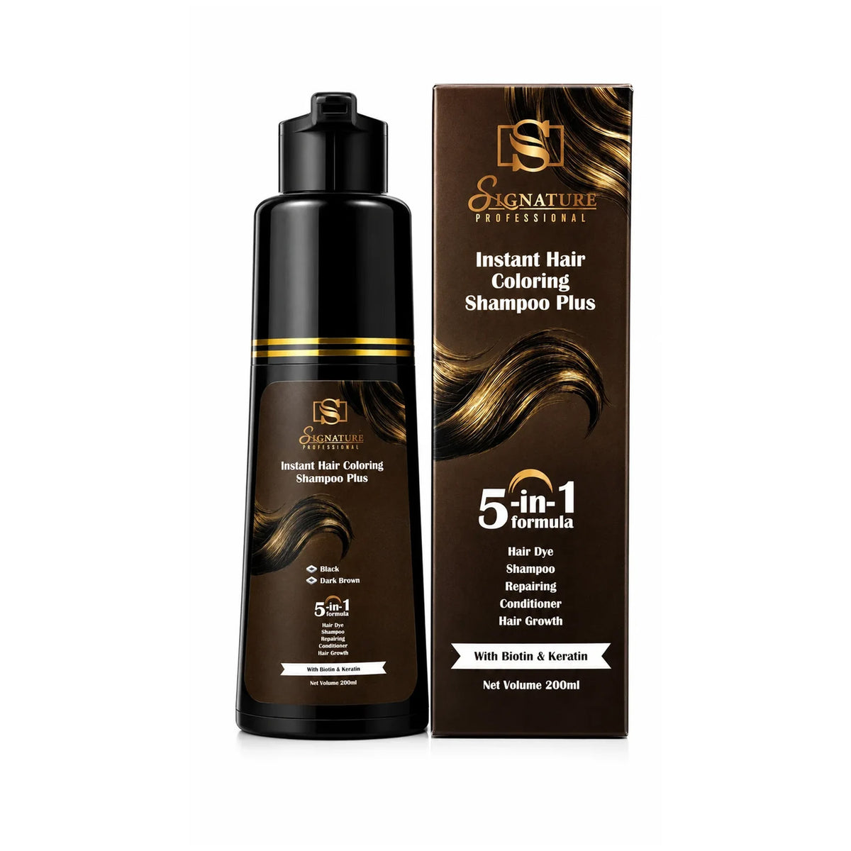 Signature Professional Instant Hair Coloring Shampoo Plus (5-in-1 Formula) – 200ml