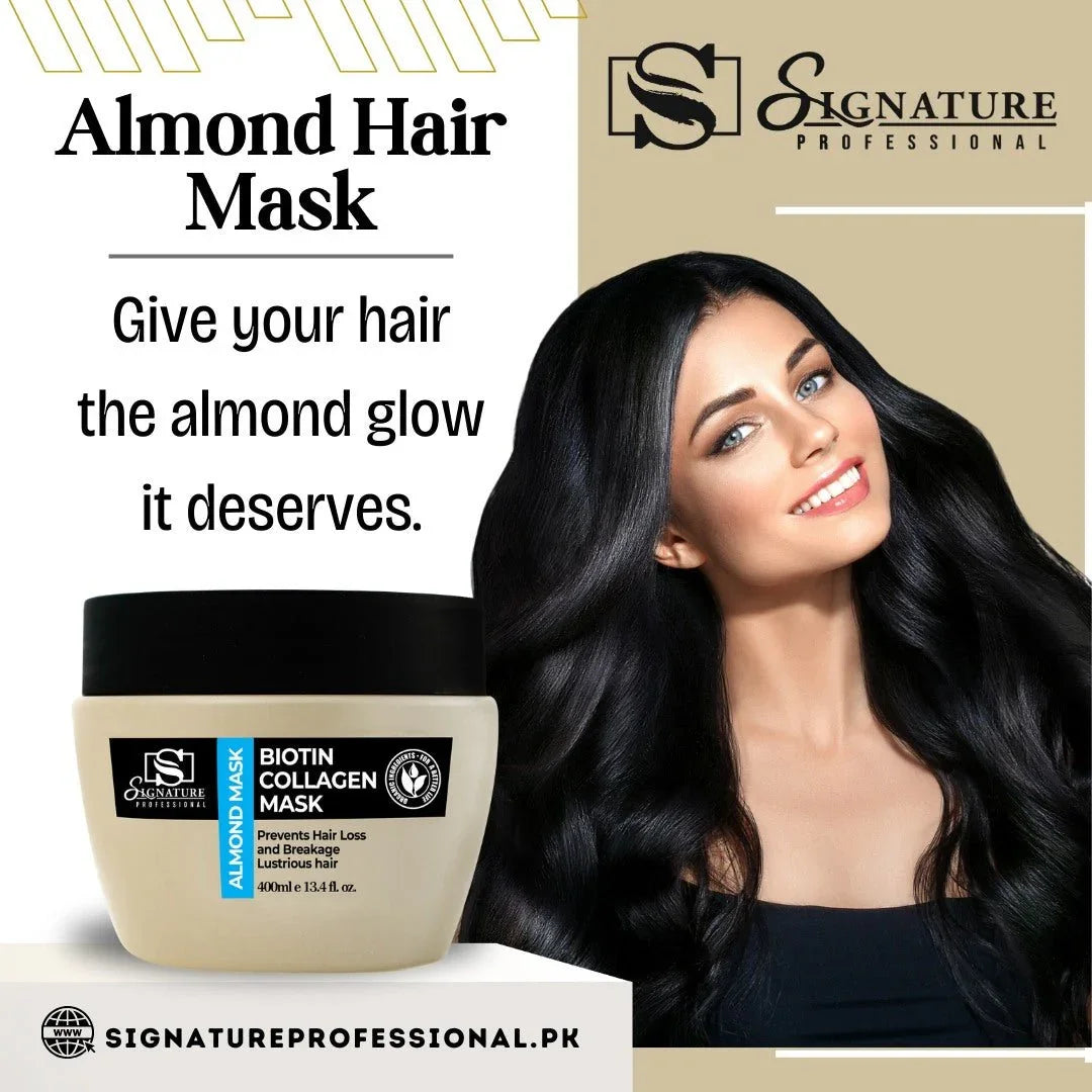 Signature Almond Oil Hair Mask (Biotin& Collagen) - 400ml for hair and skin care
