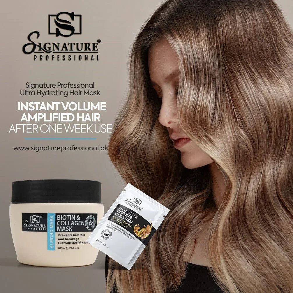 Signature Almond Oil Hair Mask (Biotin& Collagen) - 400ml for hair and skin care
