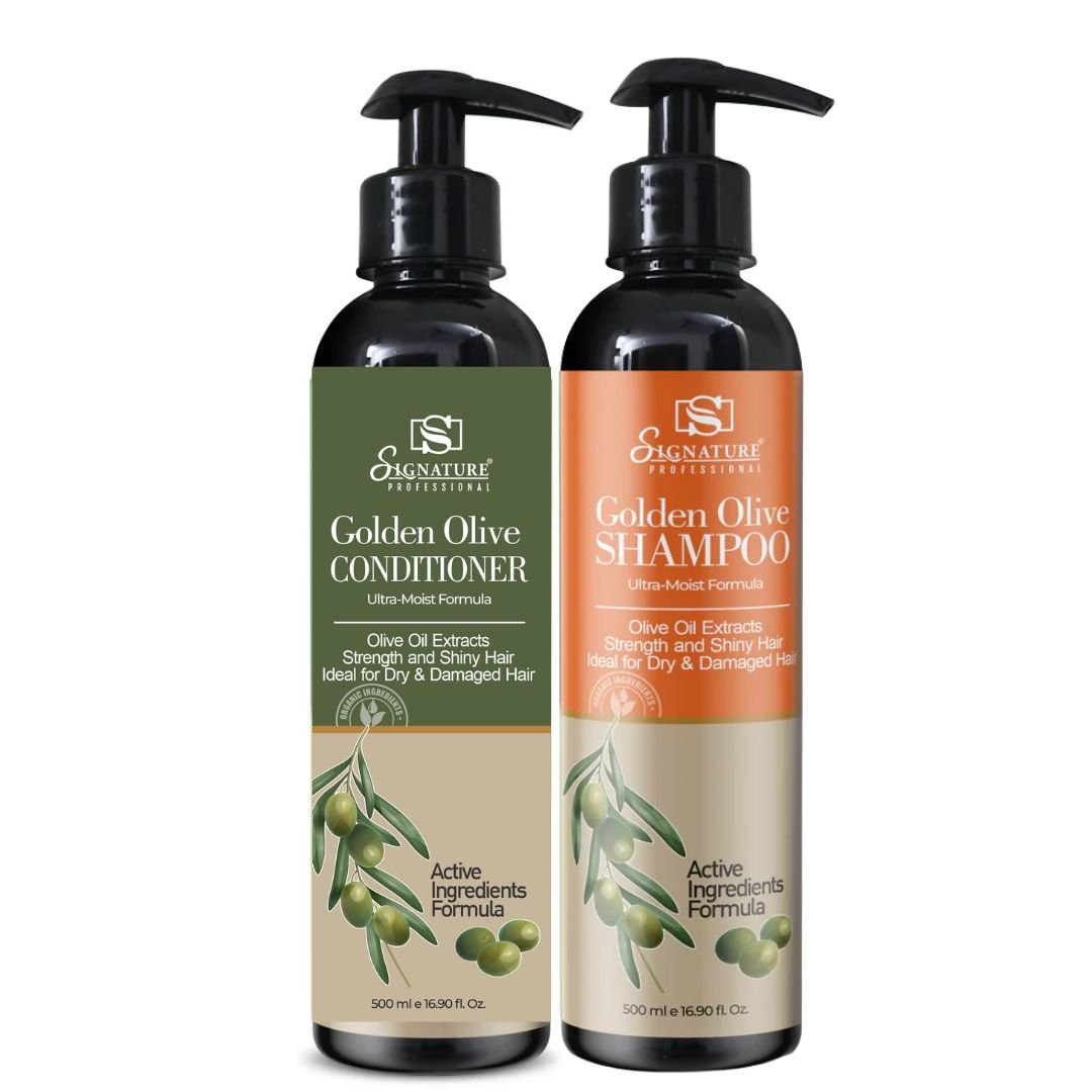 Signature Golden Olive Shampoo and conditioner for hair and skin care
