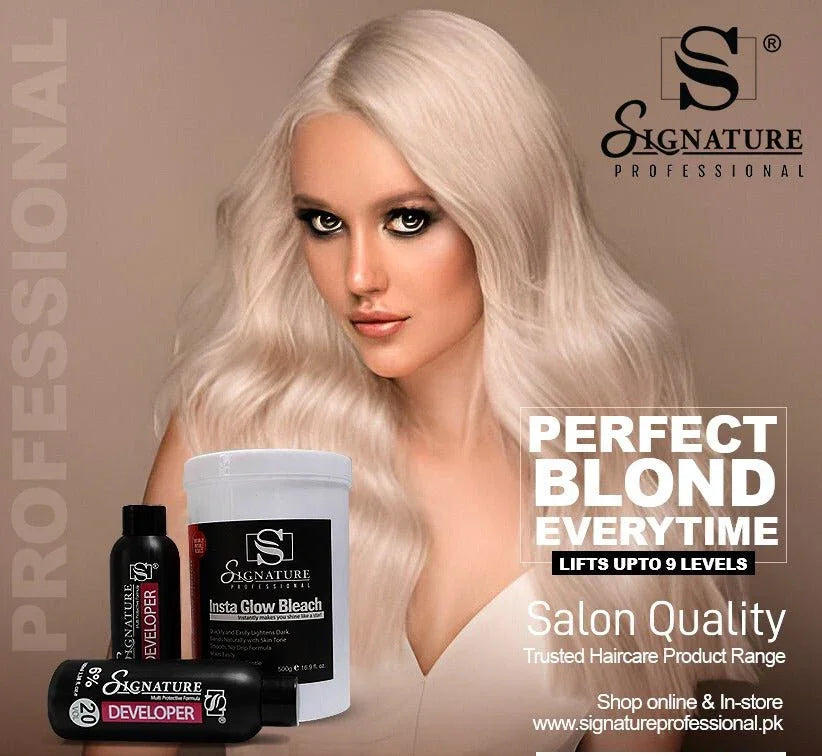 Signature Signature Insta Glow Bleach powder - 500gm for hair and skin care
